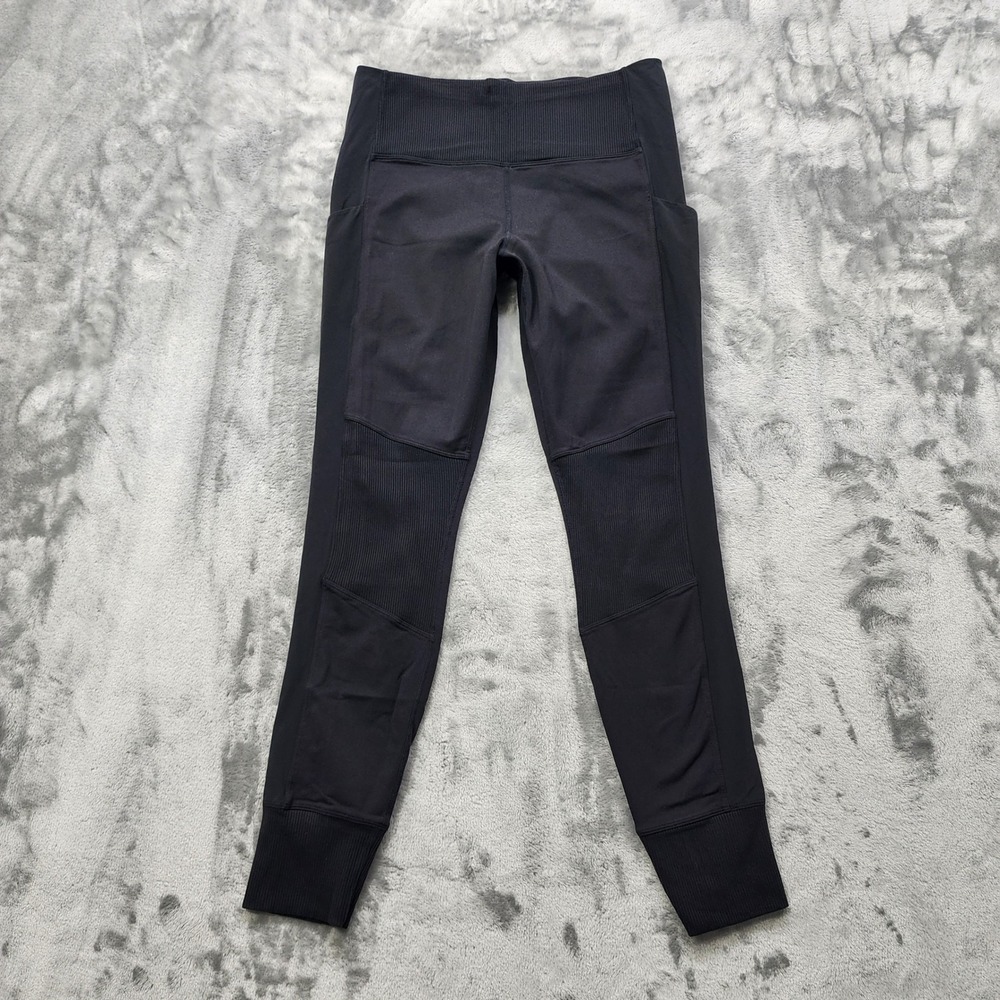 Athleta‎ Pants Womens M Black Excursion Hybrid Rib Panel Legging Jogger Pockets